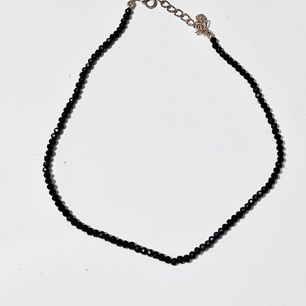 Black Seed Beaded Choker Necklace Delicate Dainty Layer Handmade 13inches